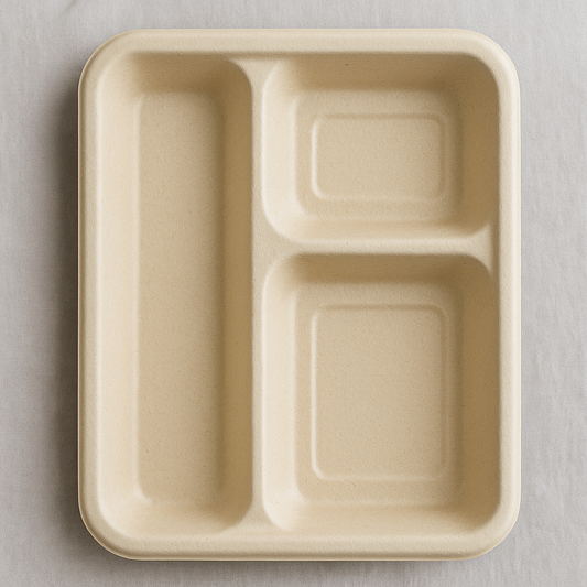 BambooPacks® Snacktray mit Deckel – 3-geteilt, kompostierbar & plastikfrei